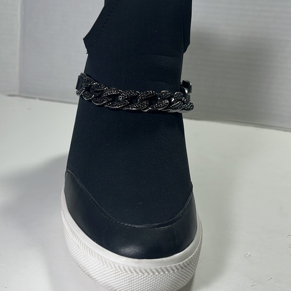 KARL LAGERFELD PARIS,Black Fabric/Leather COVEY WEDGE Sneaker/Bootie/Shoe SZ 5.5 - Picture 7 of 8